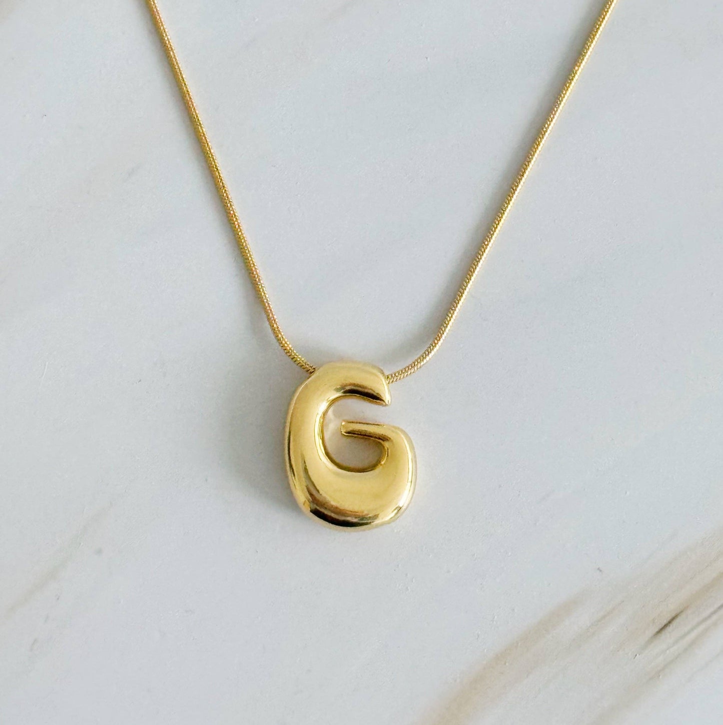 Balloon Letter Initial Necklace: Yellow Gold