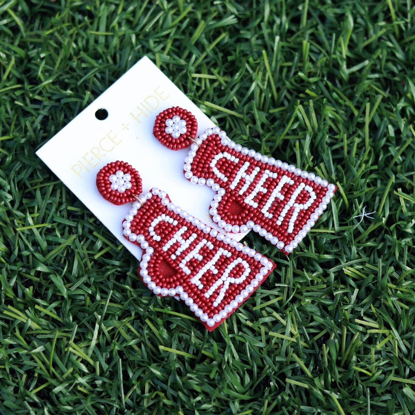 Custom Beaded Megaphone Earrings| Game Day Earrings| Cheerleading