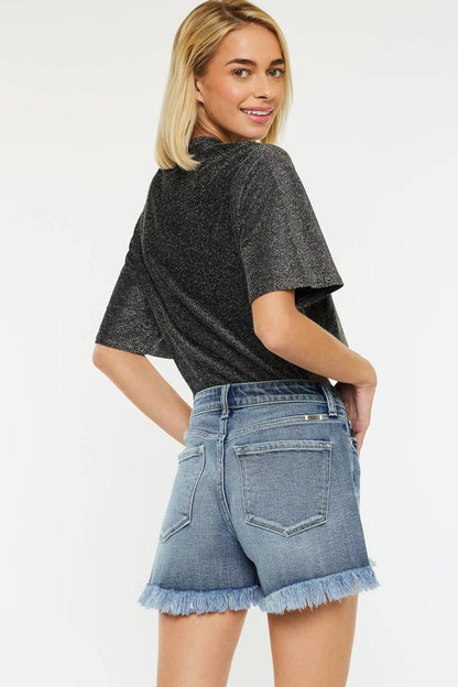 Kan Can USA - OPEN PACK HIGH RISE MOM FIT DENIM SHORTS-KC70092M