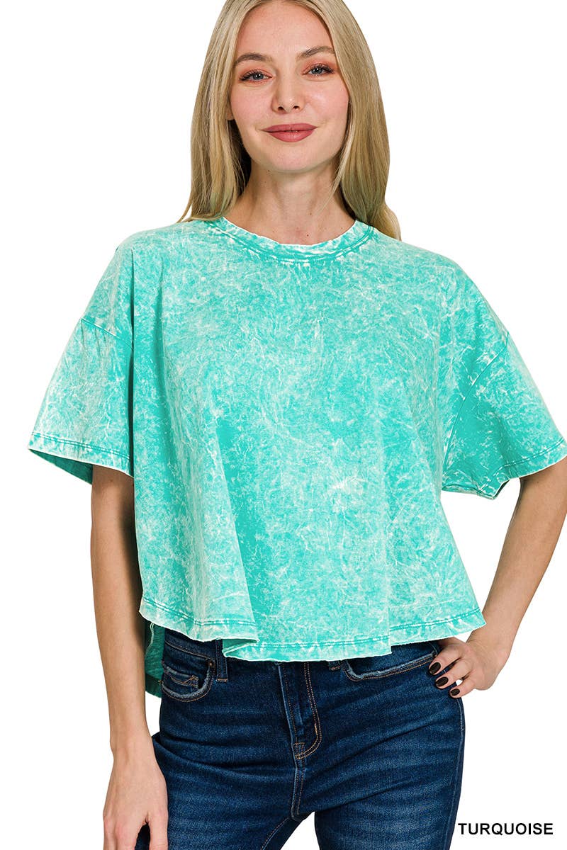 ''._ Washed Cotton Flare Top w/ back patch