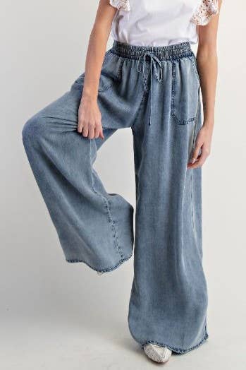 Carlee wide leg Chambray Pants