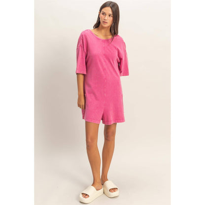 Mineral Washed V-Back Romper