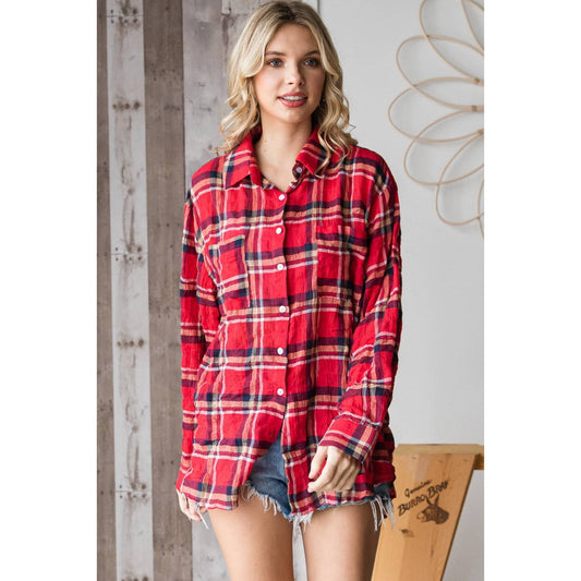 Margaret Vintage Plaid Red or Navy