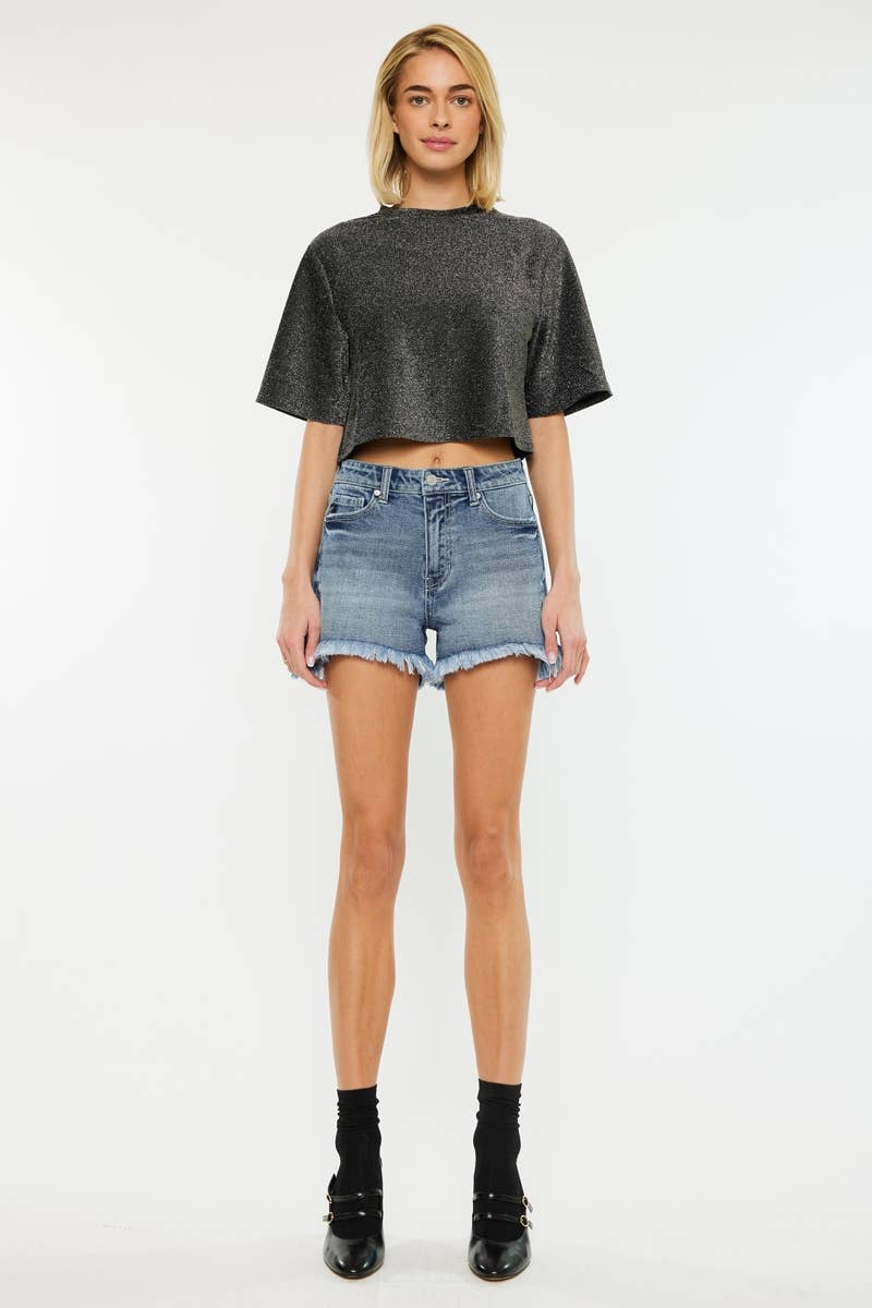 Kan Can USA - OPEN PACK HIGH RISE MOM FIT DENIM SHORTS-KC70092M