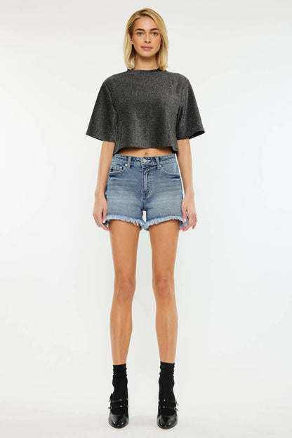 Kan Can USA - OPEN PACK HIGH RISE MOM FIT DENIM SHORTS-KC70092M