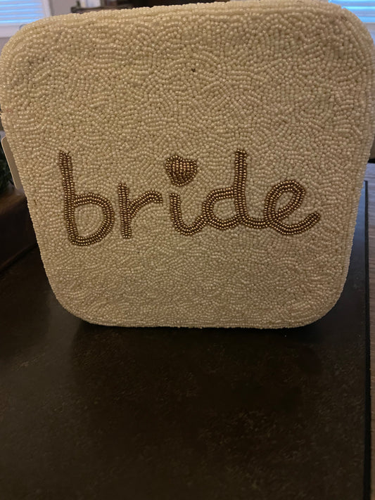 Bride Beaded ivory/gold square bag