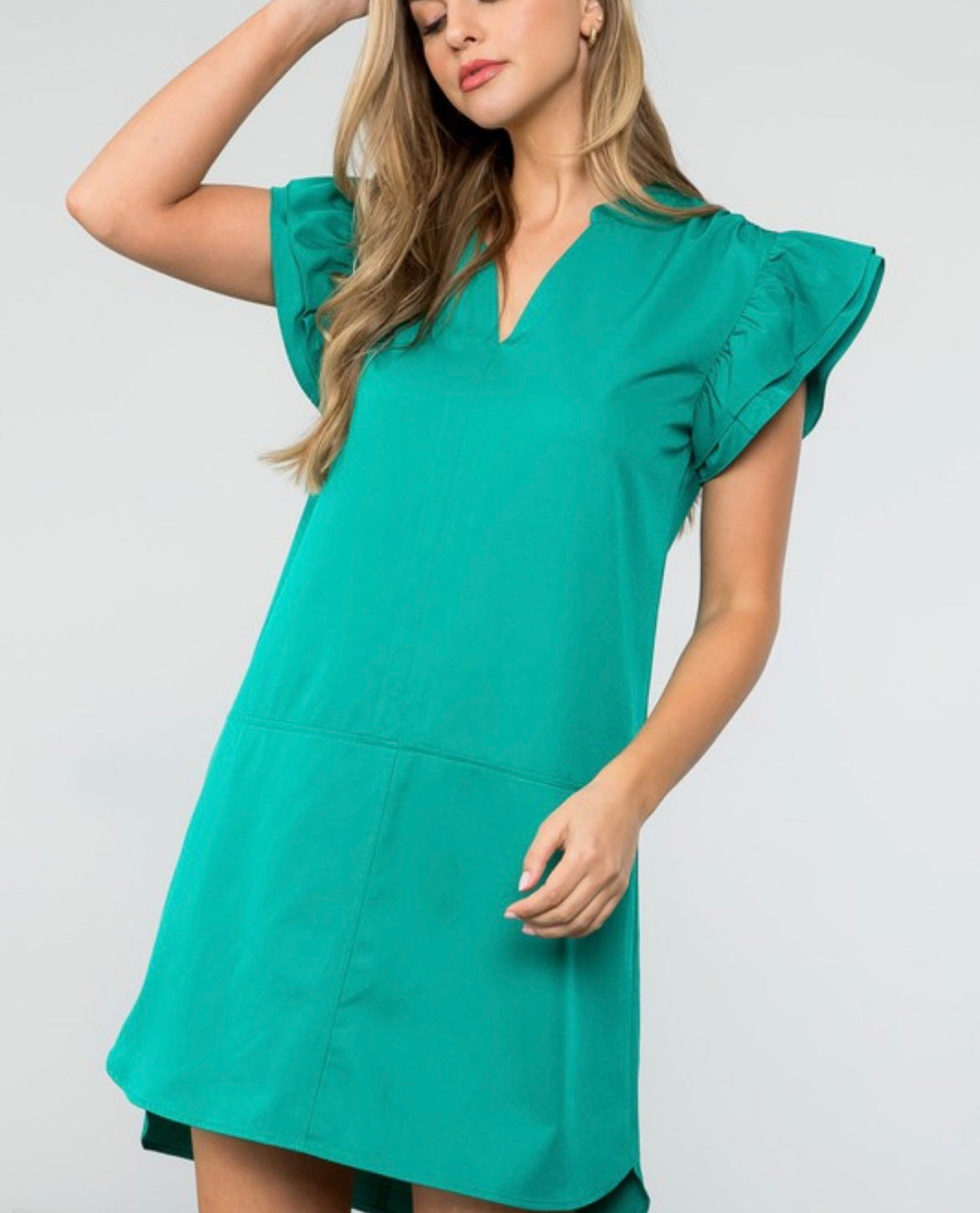 Teal Fluttersleeve dress