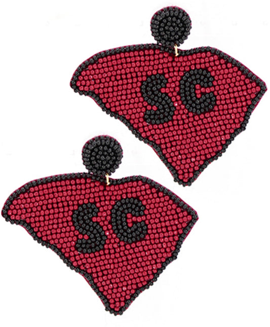 Garnet & Black SC Beaded Earrings