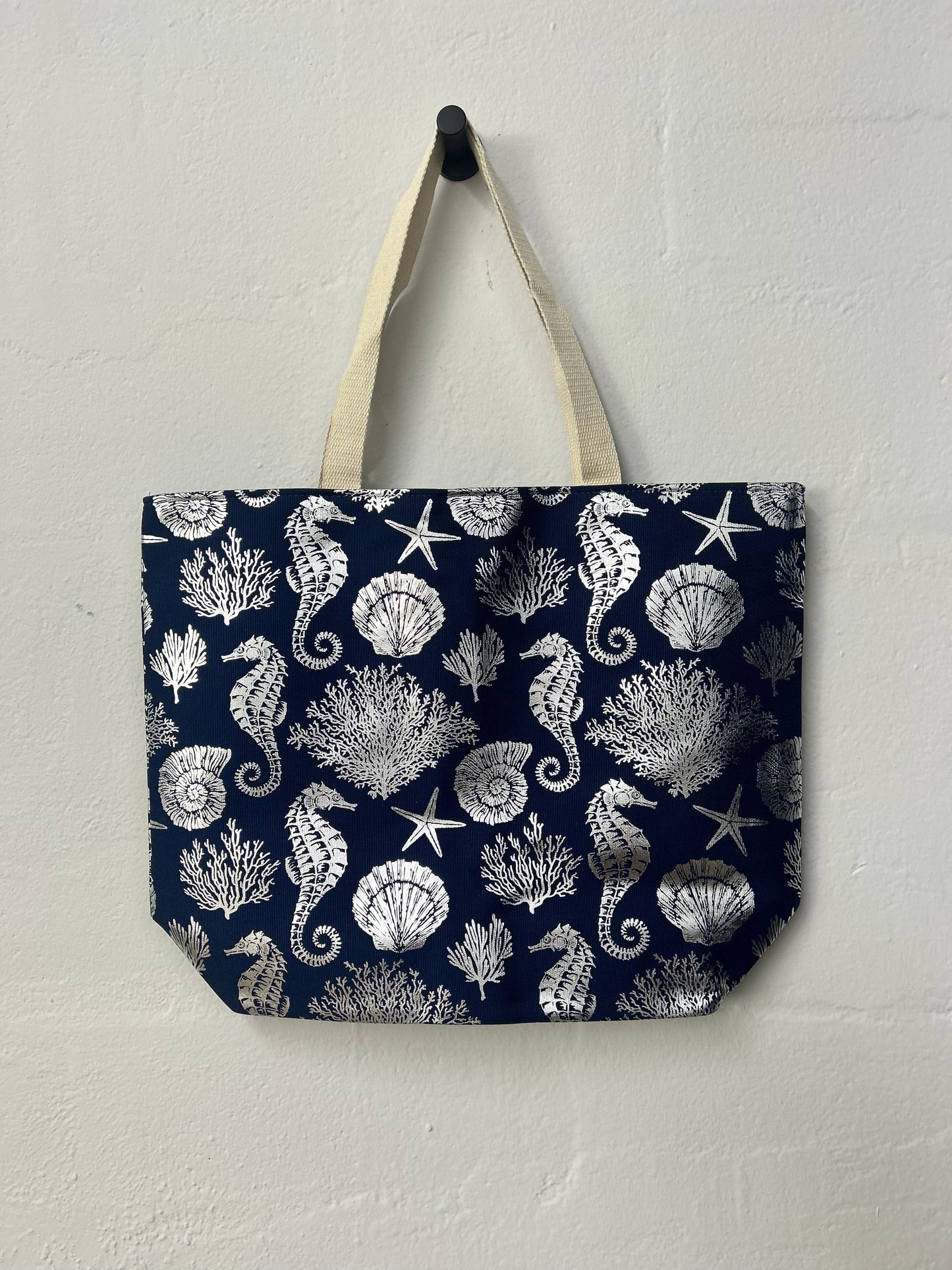 Navy multi sea life tote