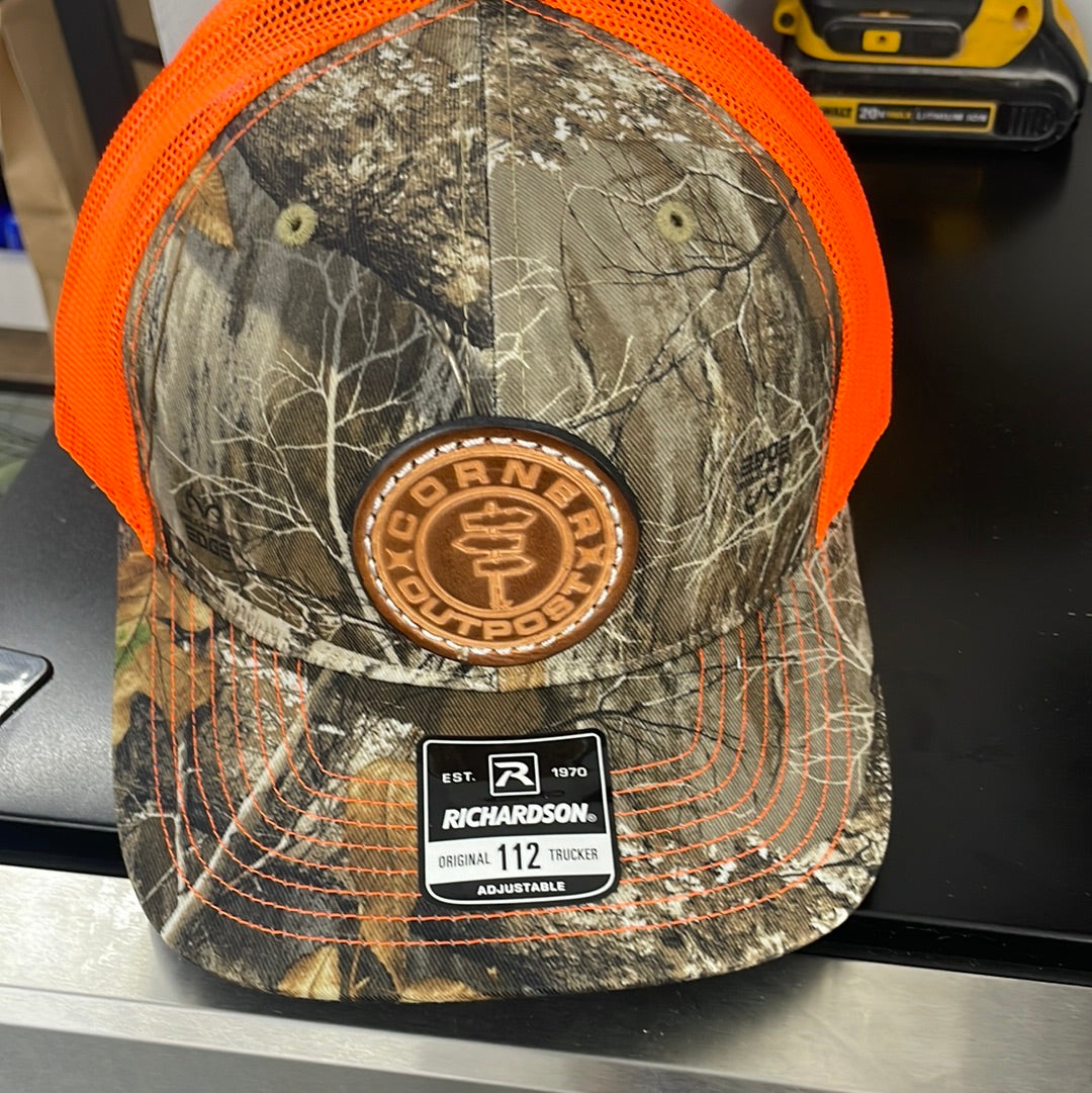 Camo and Orange CO leather patch hat