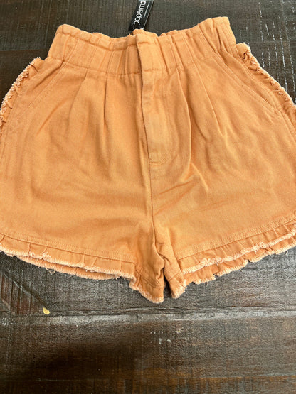 Orange ruffled high waist shorts