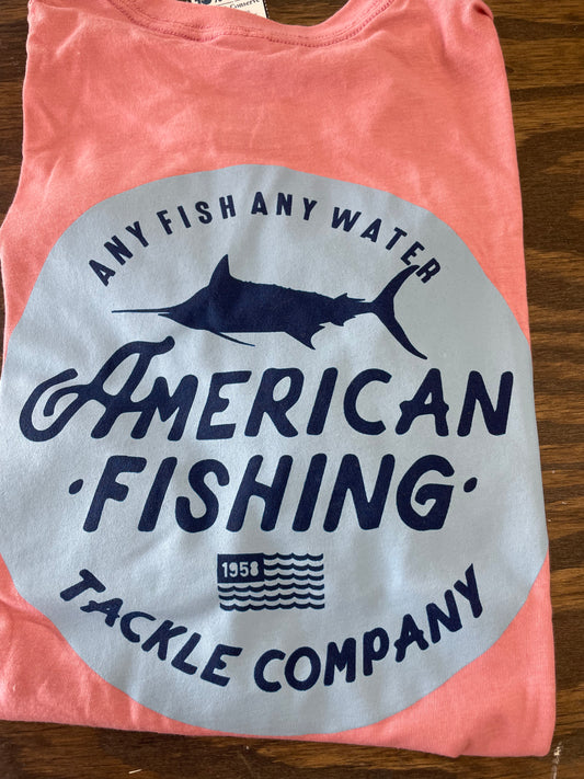 Aftco pink Any Fish Any Water tshirtt