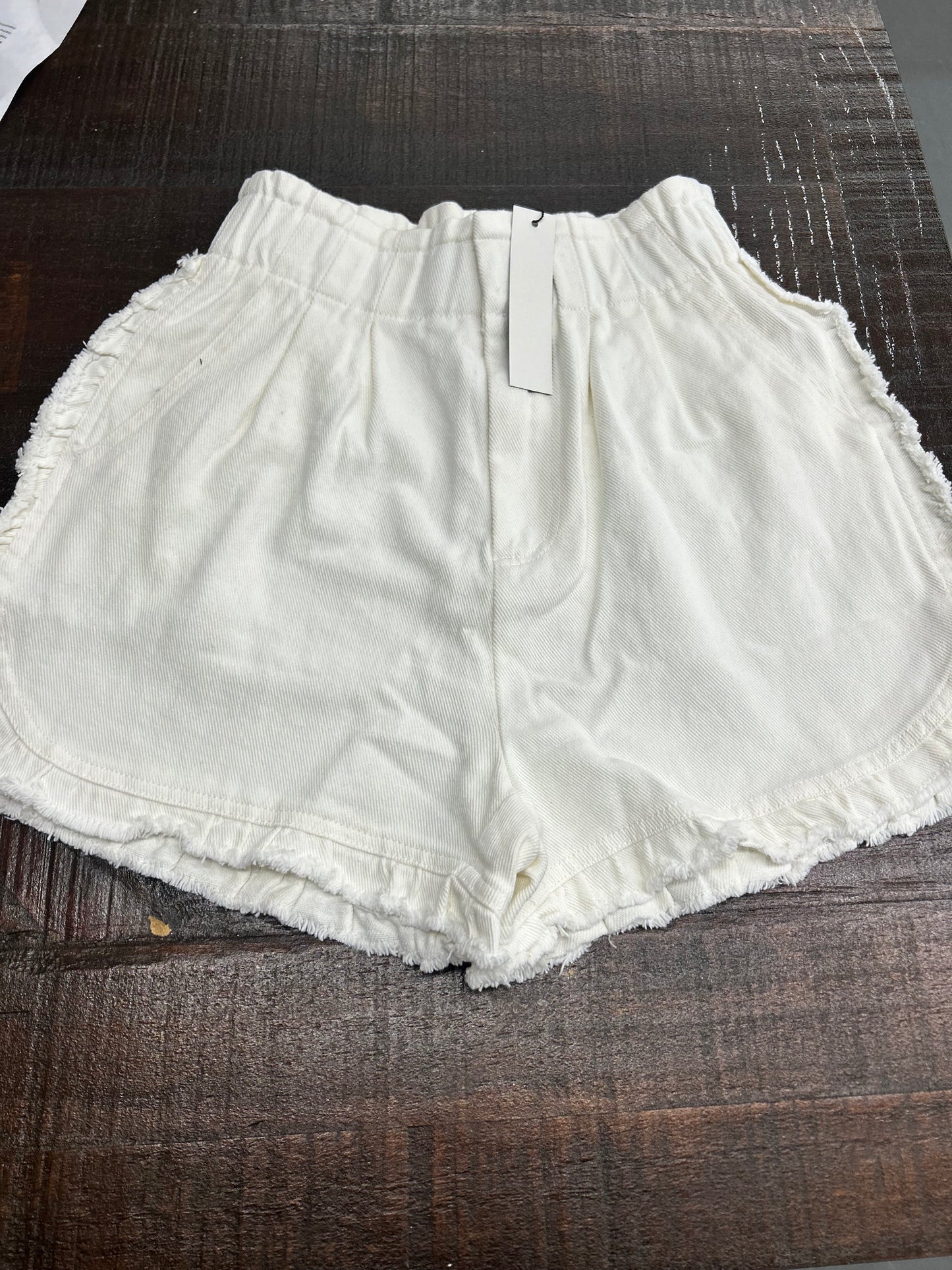 White ruffled high waist shorts