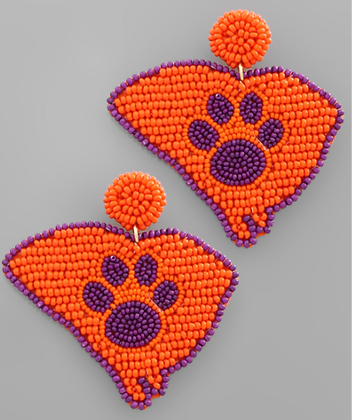 Clemson Paw on SC beaded earrings