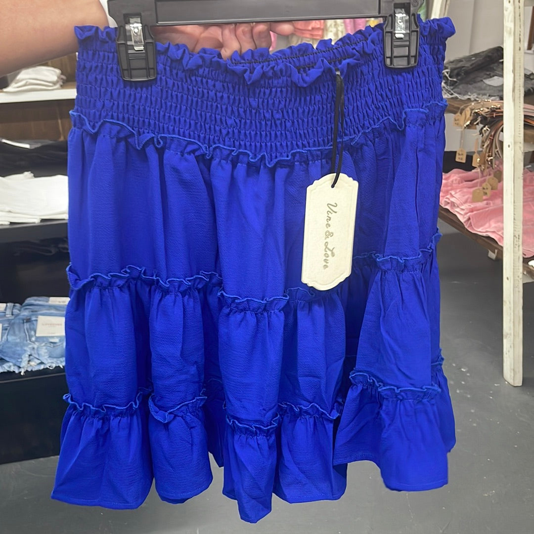 Royal blue three tiered skirt