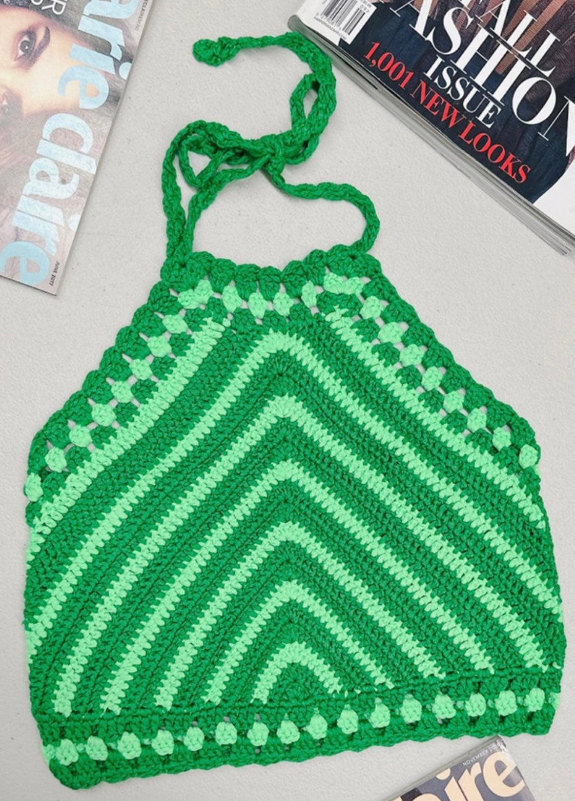 Green handmade crochet top