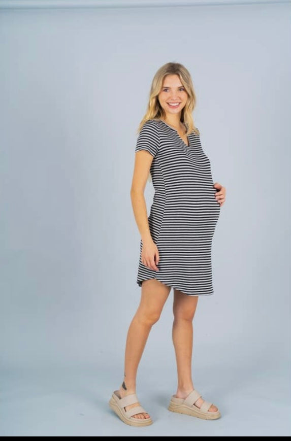 Maternity striped grey/black dress