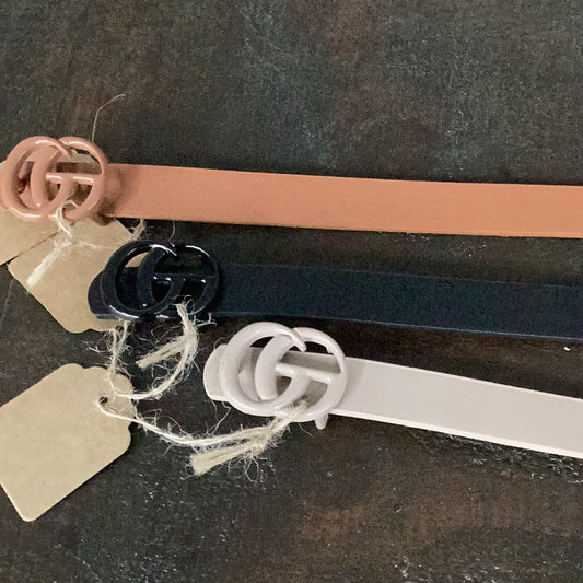 3 pc color coated, go buckle belt, set black/Cognac/taupe