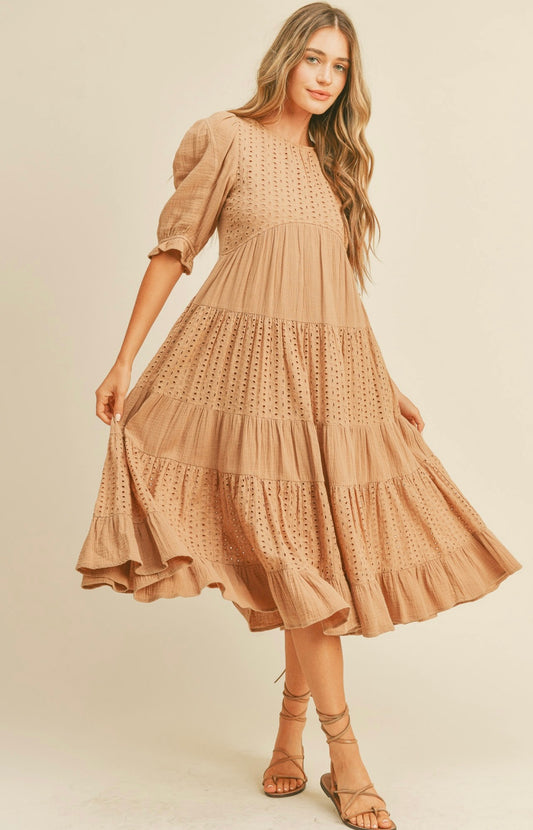 Love it a latte eyelet tiered maxi