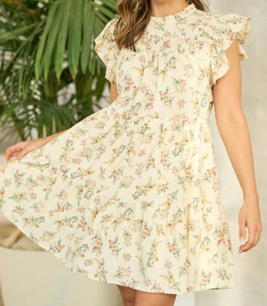 Cream flowered Hailey dress