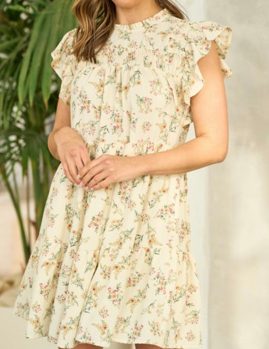 Cream flowered Hailey dress