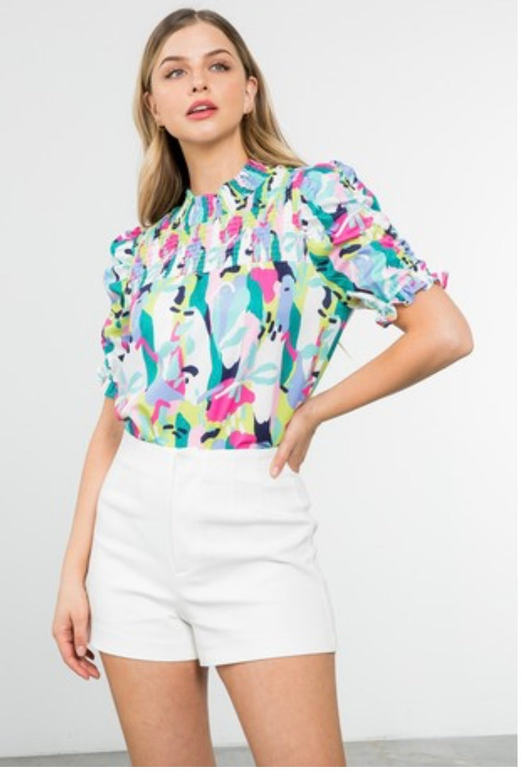 Jungle puff sleeve blouse