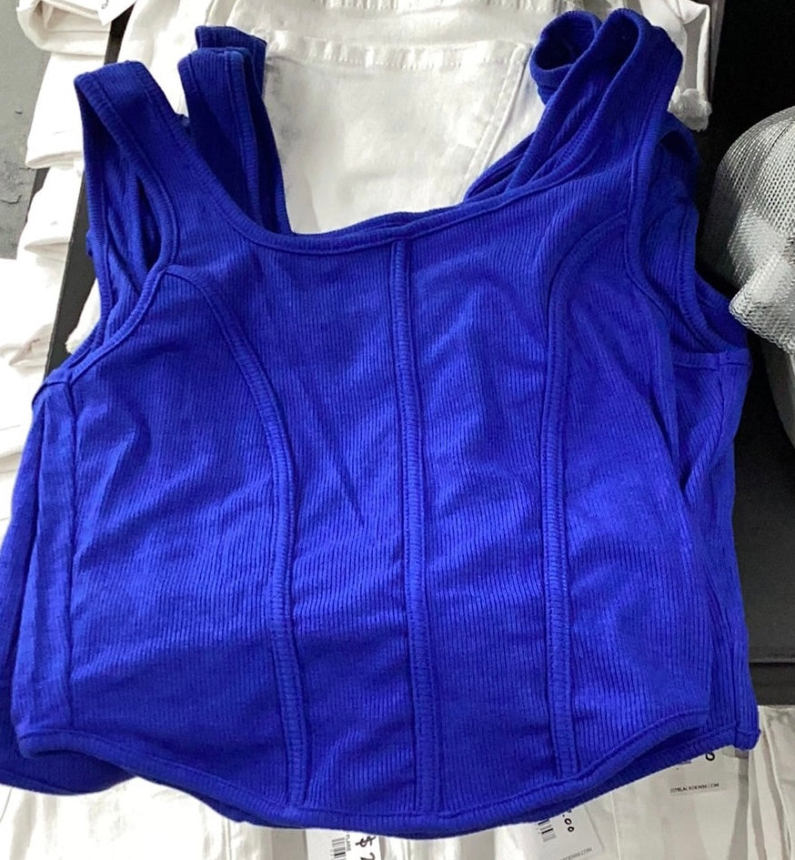 Cobalt Ribbed Tanktop Corset