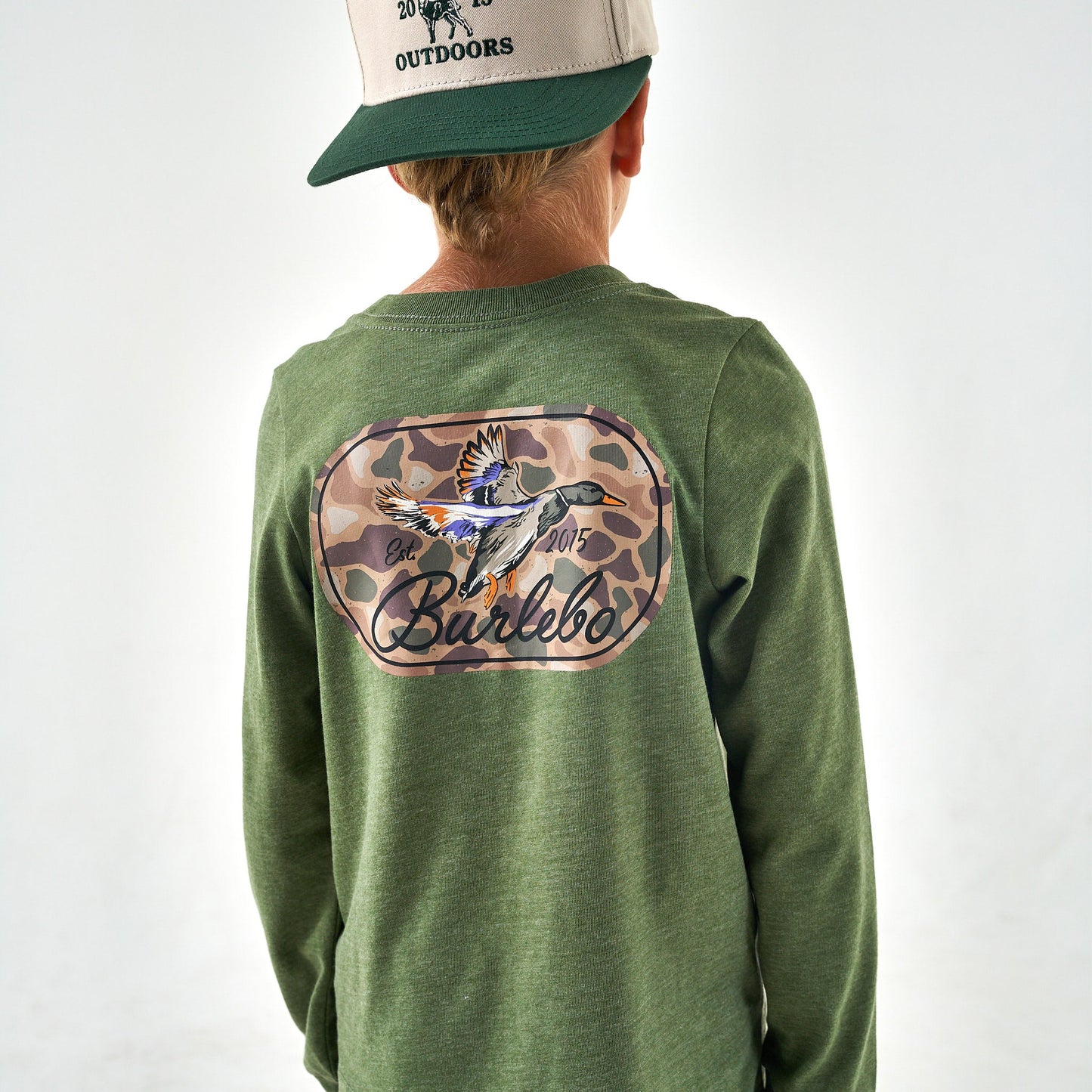 YOUTH TEE- DUCKS FLYING IN - OLIVE