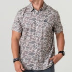 Burlebo Performance Button Up-Classic Deer Camo