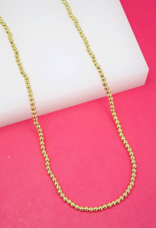 18K Gold Filled 2mm Beaded Chain Necklace