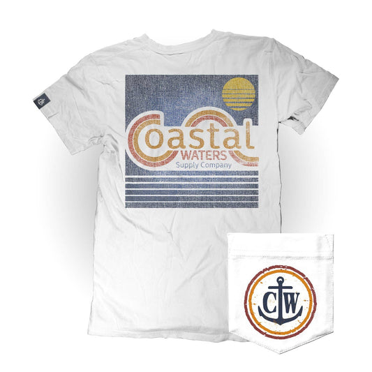 Coastal Waters Supply Company - Vintage Coastal Waters Pocket Tee White