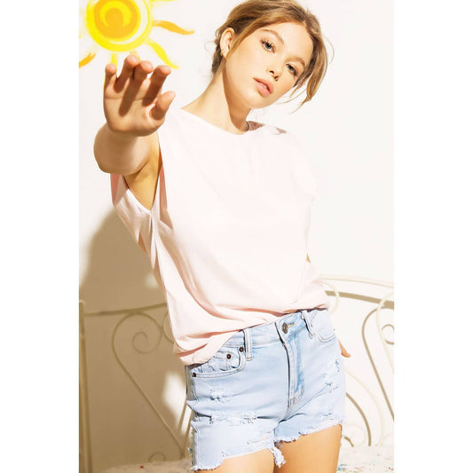 Sweet Generis - KNIT CREW NECK SHOULDER PAD MUSCLE TEE
