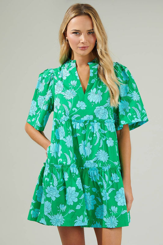 Marisa Floral Tomales Split Neck Shift Dress