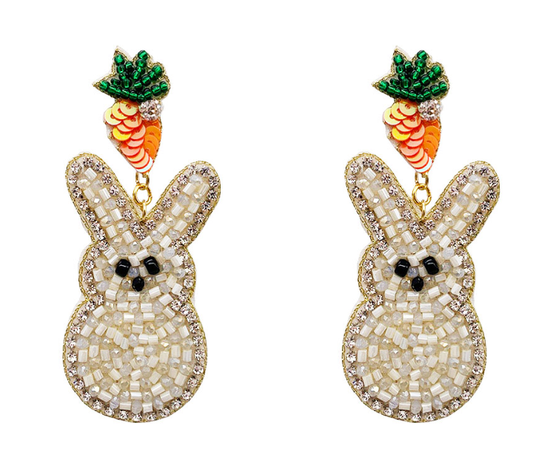 Easter Bunny Carrot seed bead earrings