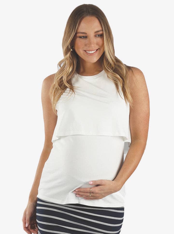 Angel Maternity Australia - Maternity & Nursing Tank White Bamboo