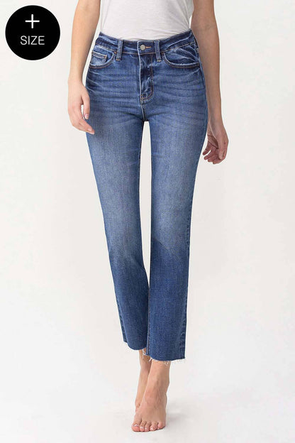 Lovervet by VERVET - PLUS SIZE HIGH RISE SLIM STRAIGHT JEAN LV1028-P: Masterfully