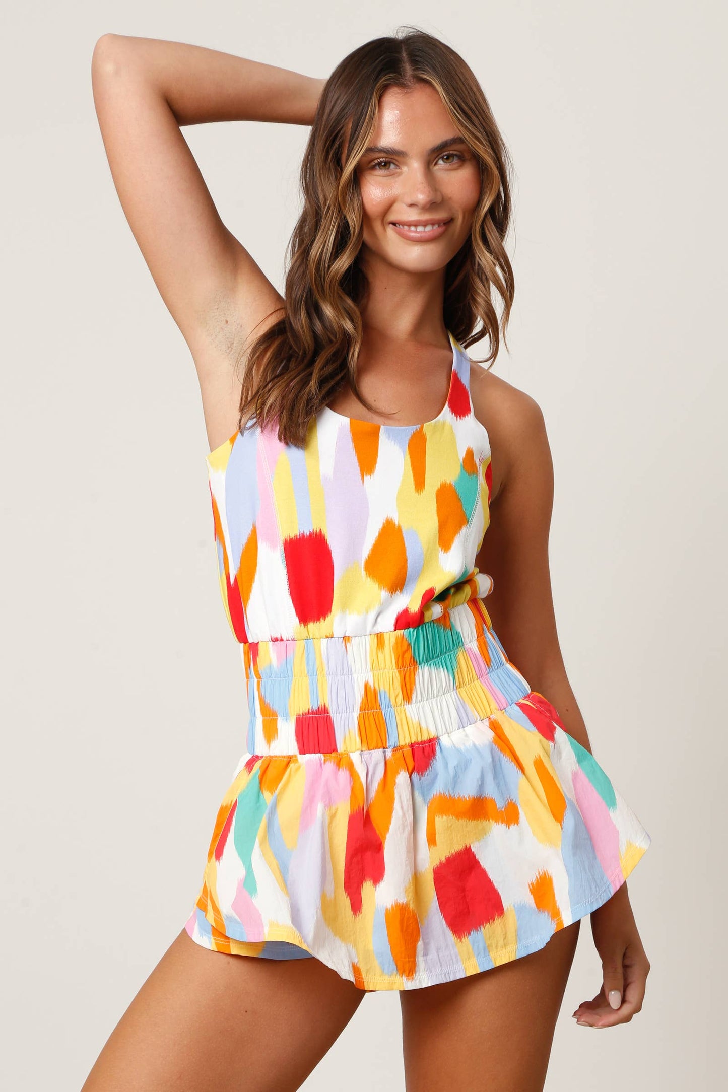 Mosaic Print Sporty Romper