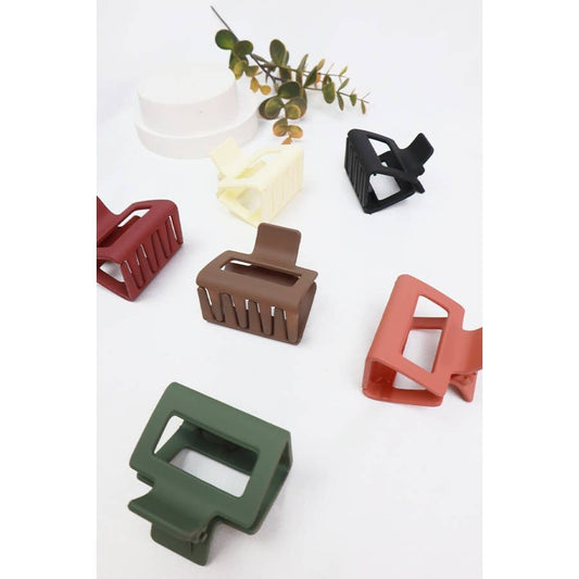 Love and Repeat - Matt Small Cut Out Rectangle Hair Claw: MIX COLOR / ONE