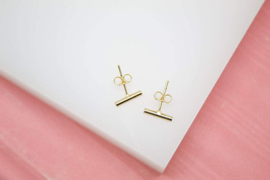 18K Gold Filled Bar Stud Earrings