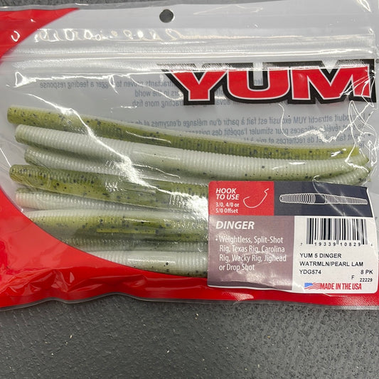 YUM YDG574 5” Watermelon/Pearl worm